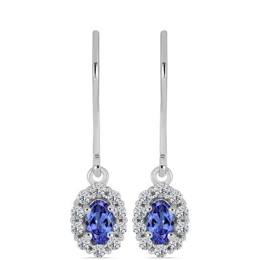 Brincos de Prata com Tanzanite AAA e Topázio Branco