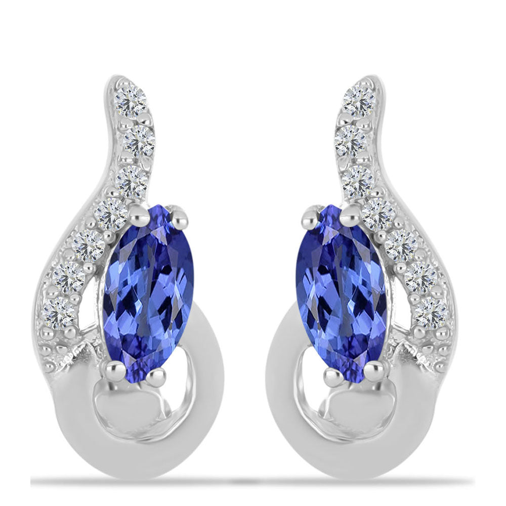 Brincos de Prata com Tanzanite AAA e Topázio Branco 1 