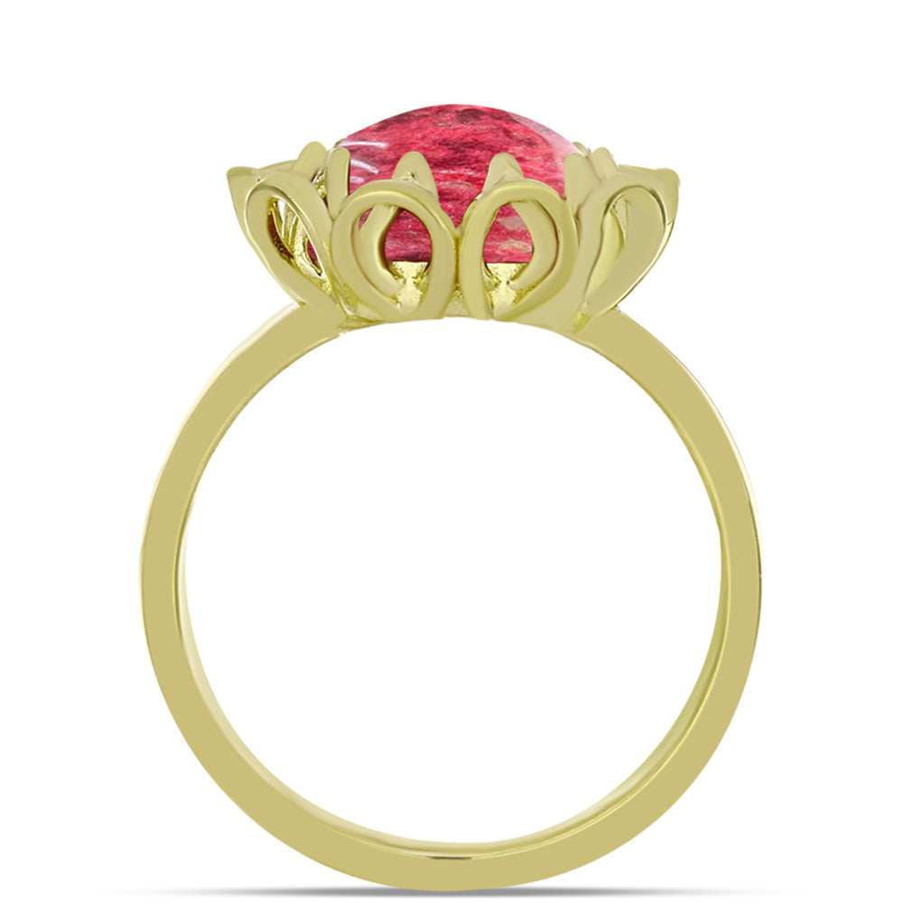 Anel de Prata com Banho de Ouro com Thulite  Contraste: Cabeca de Veado (800) 2 