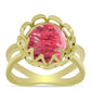 Anel de Prata com Banho de Ouro com Thulite  Contraste: Cabeca de Veado (800)