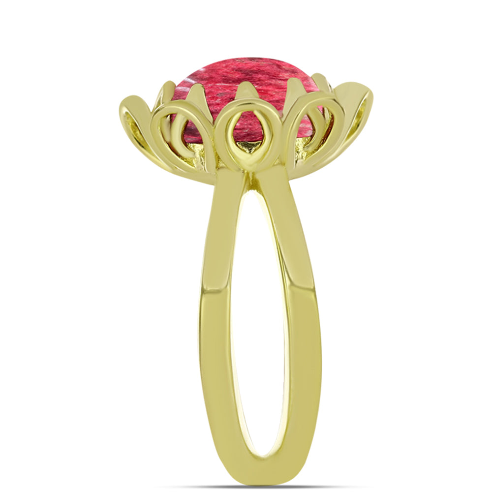 Anel de Prata com Banho de Ouro com Thulite  Contraste: Cabeca de Veado (800) 4 