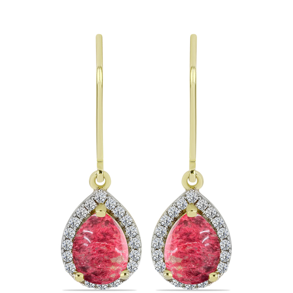 Brincos de Prata com Banho de Ouro com Thulite e Topázio Branco
