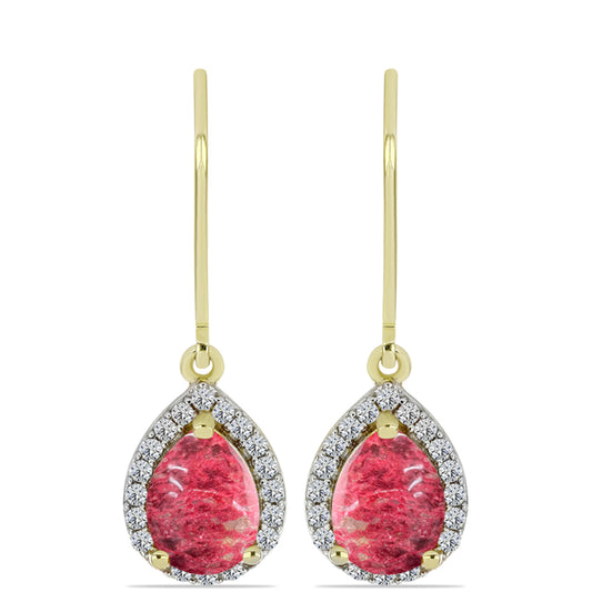 Brincos de Prata com Banho de Ouro com Thulite e Topázio Branco