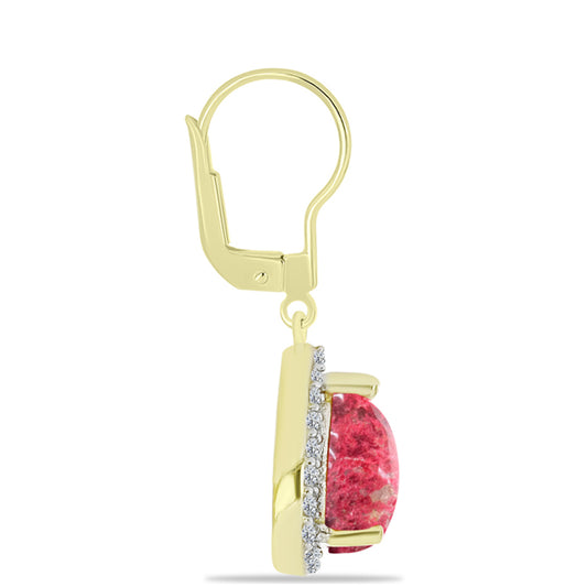 Brincos de Prata com Banho de Ouro com Thulite e Topázio Branco