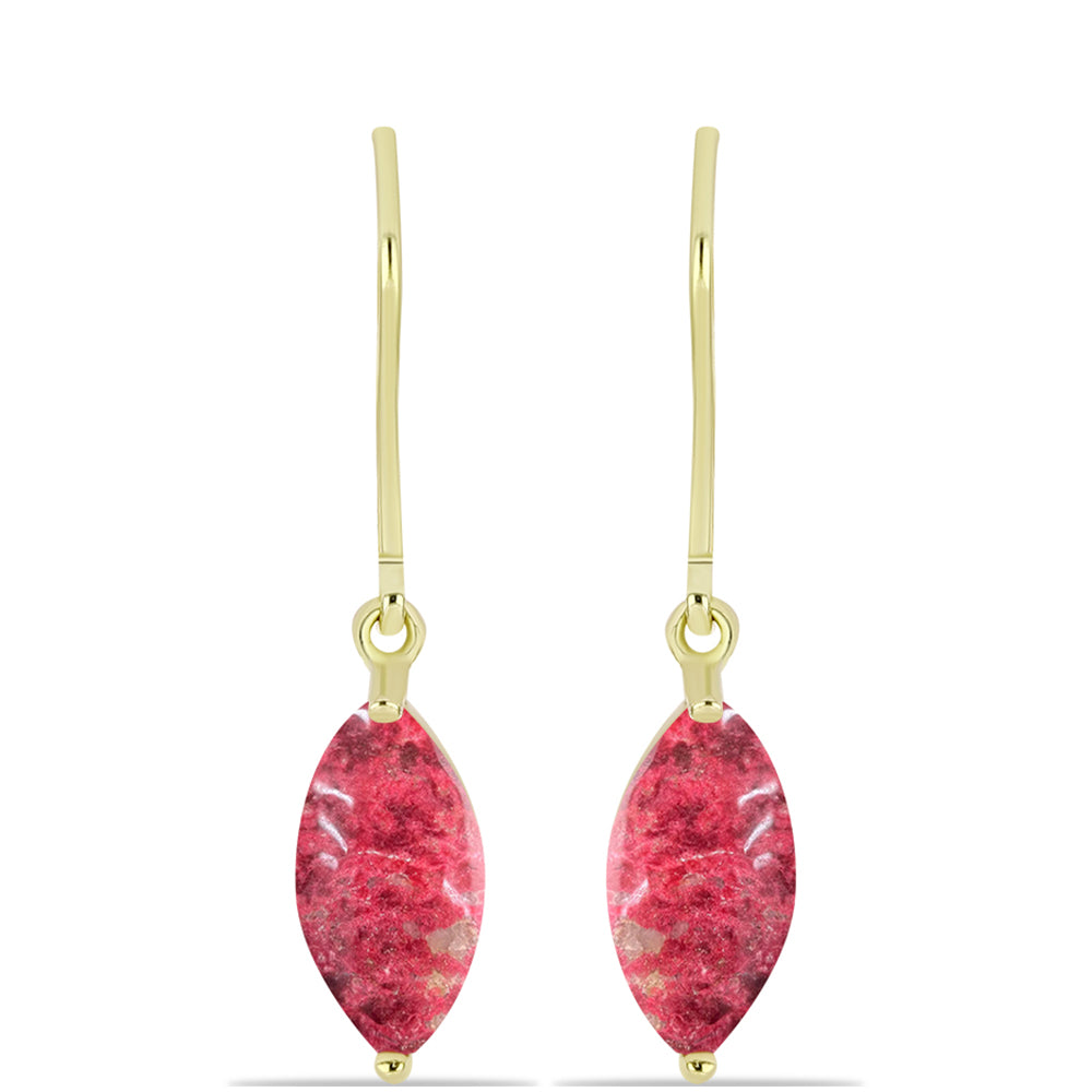 Brincos de Prata com Banho de Ouro com Thulite