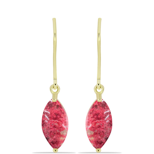 Brincos de Prata com Banho de Ouro com Thulite