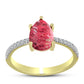 Anel de Prata com Banho de Ouro com Thulite e Topázio Branco
