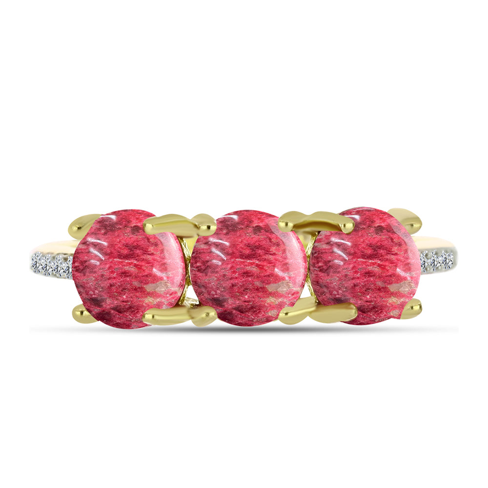 Anel de Prata com Banho de Ouro com Thulite e Topázio Branco 1 
