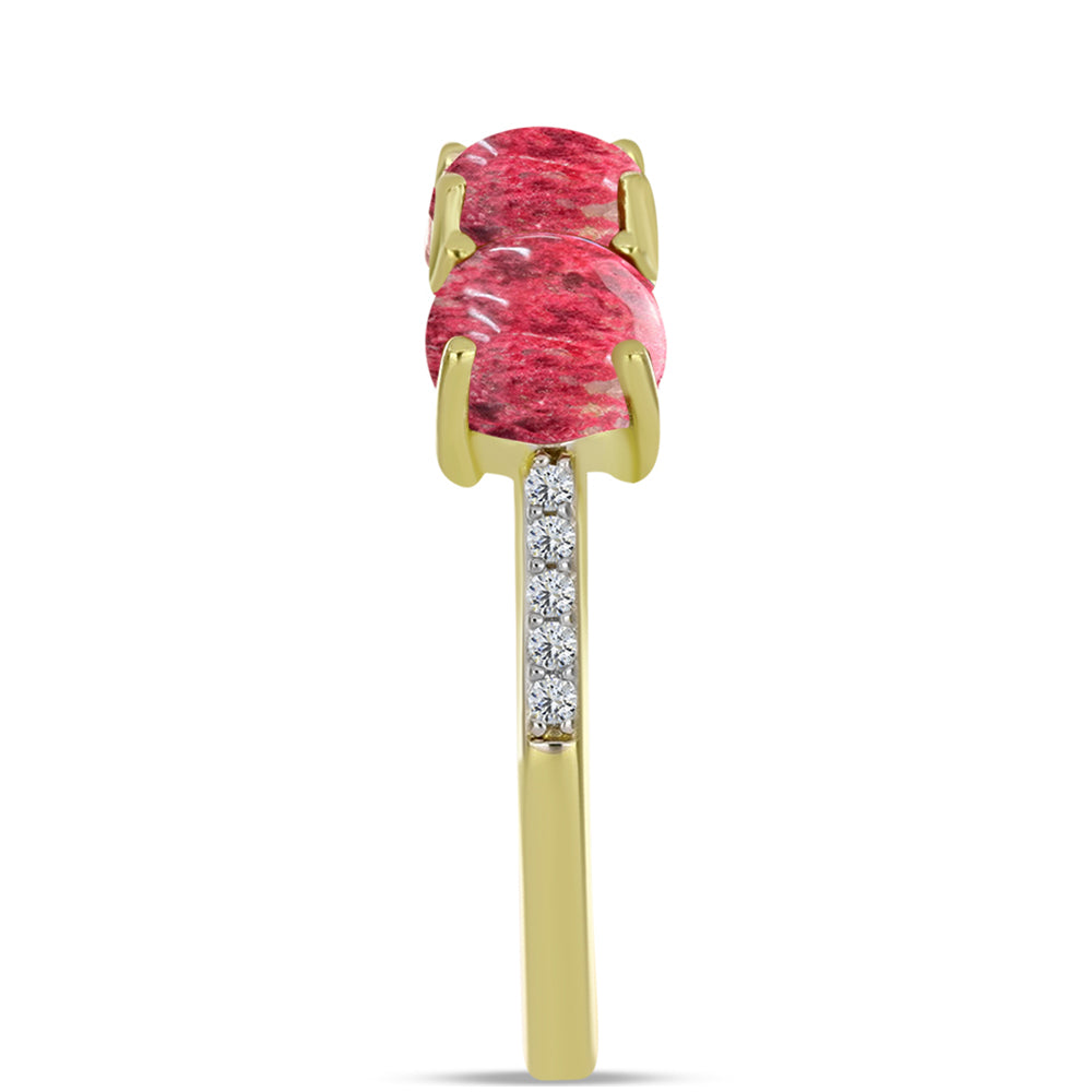 Anel de Prata com Banho de Ouro com Thulite e Topázio Branco 4 