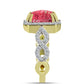 Anel de Prata com Banho de Ouro com Thulite e Topázio Branco  Contraste: Cabeca de Veado (800)