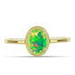 Anel de Prata com Banho de Ouro com Opala Verde do Etíope Lega Dembi