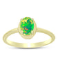 Anel de Prata com Banho de Ouro com Opala Verde do Etíope Lega Dembi