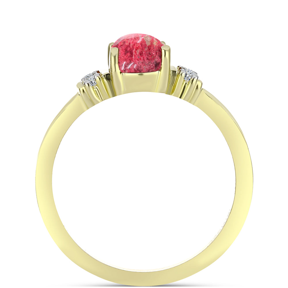 Anel de Prata com Banho de Ouro com Thulite e Topázio Branco