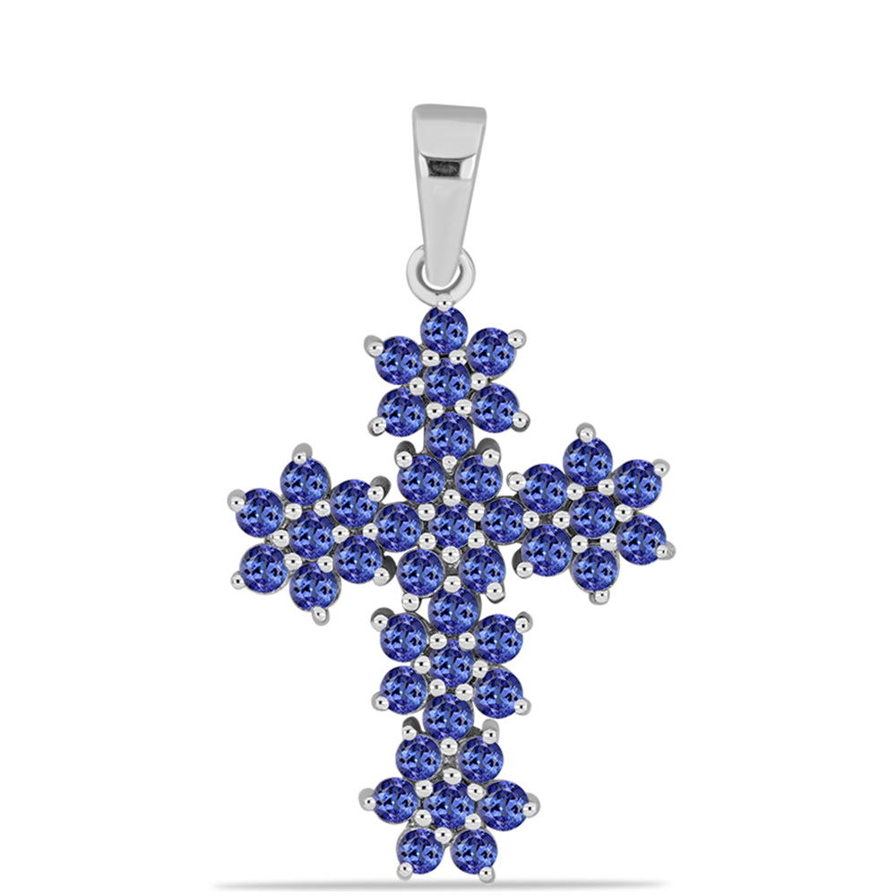 Cruz Pendente de Prata com Tanzanite AAA 1 