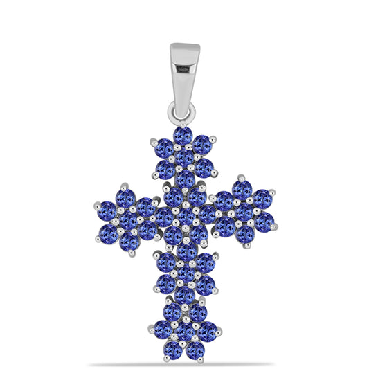Cruz Pendente de Prata com Tanzanite AAA