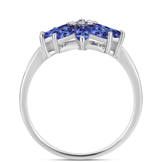 Anel de Prata com Tanzanite AAA  Contraste: Cabeca de Veado (800)