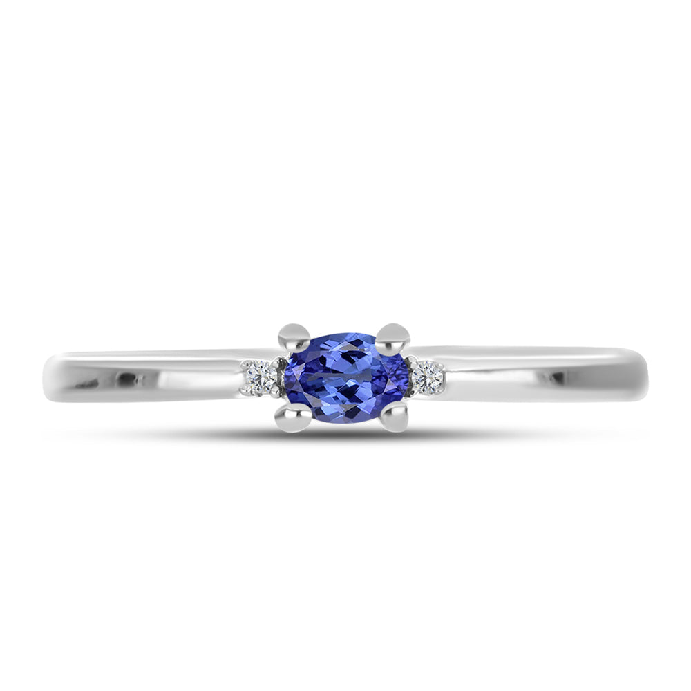 Anel de Prata com Tanzanite AAA e Topázio Branco 1 