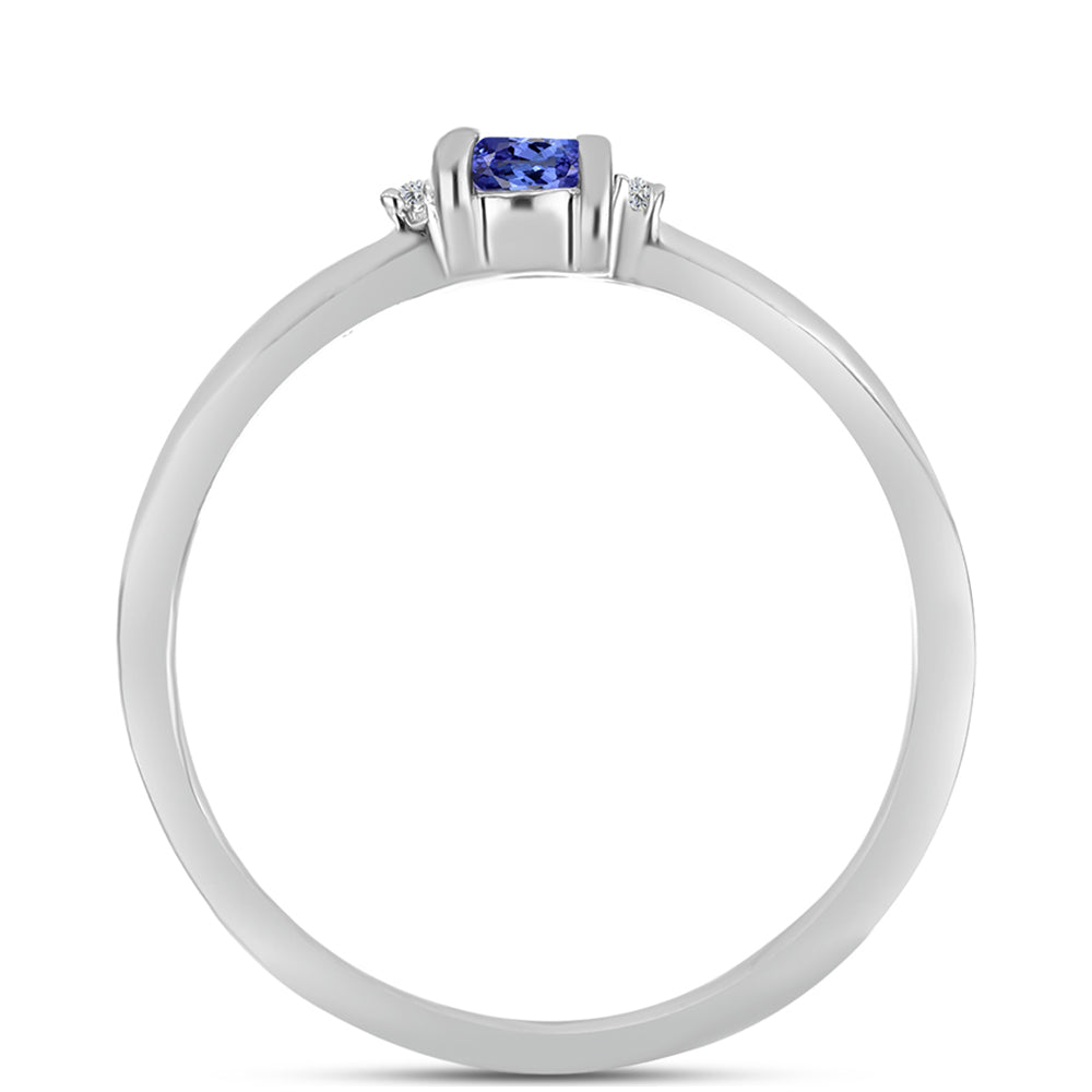 Anel de Prata com Tanzanite AAA e Topázio Branco 2 