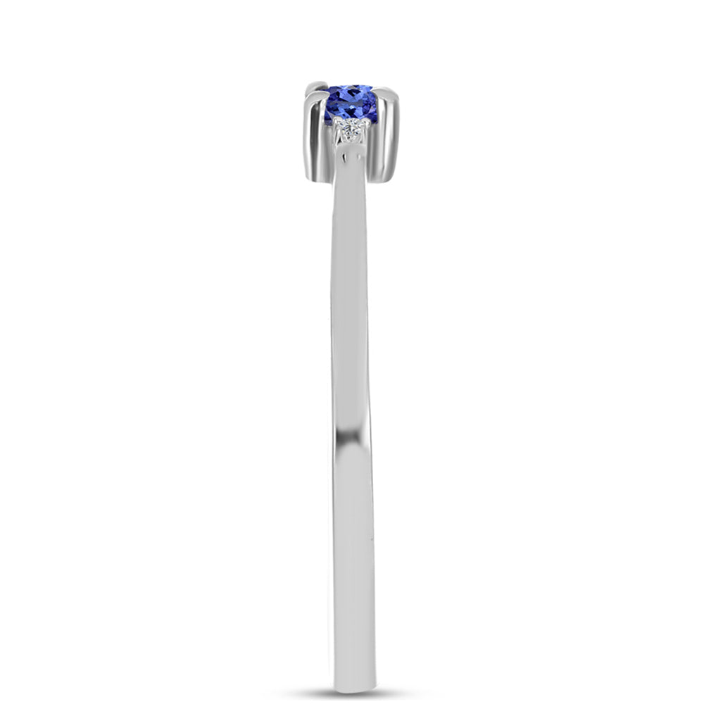 Anel de Prata com Tanzanite AAA e Topázio Branco