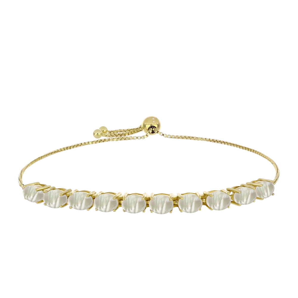 Pulseira de Prata com Banho de Ouro com Mãe de Pérola  Contraste: Cabeca de Veado (800) 1 