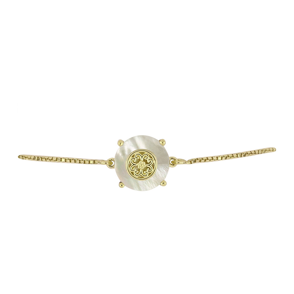 Pulseira de Prata com Banho de Ouro com Mãe de Pérola  Contraste: Cabeca de Veado (800) 2 