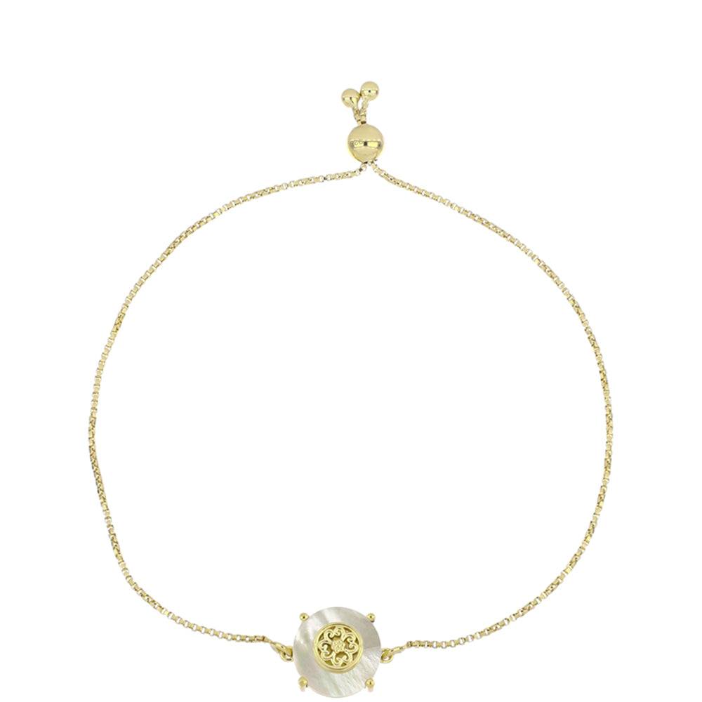 Pulseira de Prata com Banho de Ouro com Mãe de Pérola  Contraste: Cabeca de Veado (800)