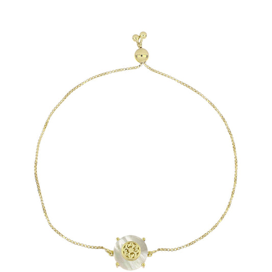 Pulseira de Prata com Banho de Ouro com Mãe de Pérola  Contraste: Cabeca de Veado (800)