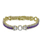 Pulseira de Prata com Banho de Ouro com Ametista de Marrocos e Topázio Branco  Contraste: Cabeca de Veado (800)