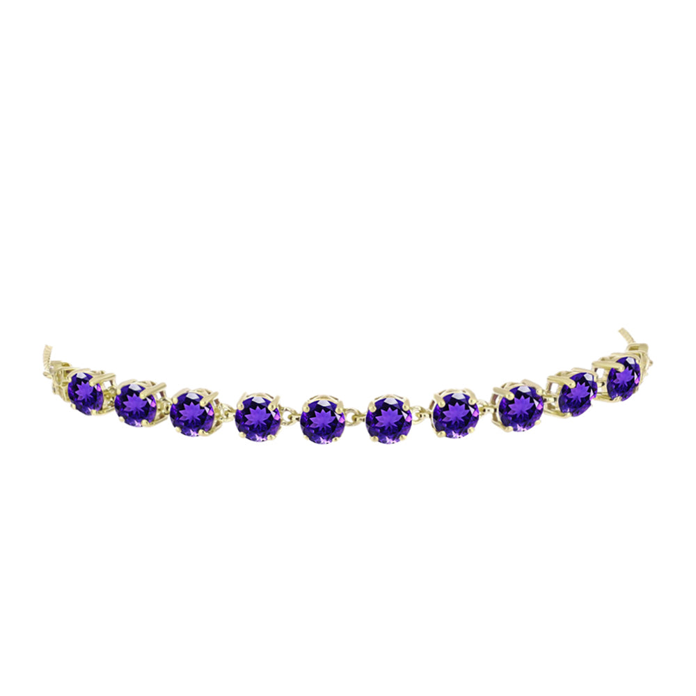 Pulseira de Prata com Banho de Ouro com Ametista de Marrocos e Topázio Branco  Contraste: Cabeca de Veado (800)