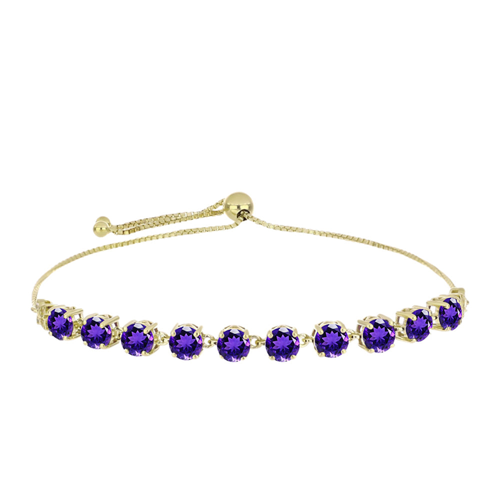 Pulseira de Prata com Banho de Ouro com Ametista de Marrocos e Topázio Branco  Contraste: Cabeca de Veado (800)