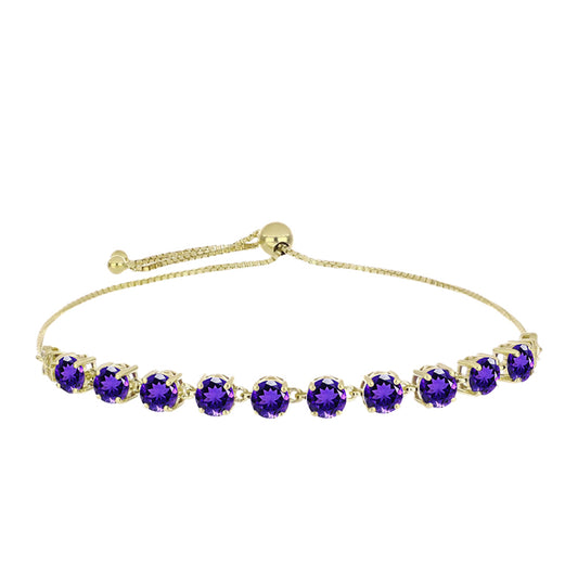 Pulseira de Prata com Banho de Ouro com Ametista de Marrocos e Topázio Branco  Contraste: Cabeca de Veado (800)