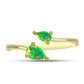 Anel de Prata com Banho de Ouro com Opala Verde do Etíope Lega Dembi