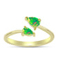 Anel de Prata com Banho de Ouro com Opala Verde do Etíope Lega Dembi