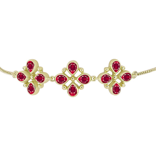 Pulseira de Prata com Banho de Ouro com Rubi de Madagáscar  Contraste: Cabeca de Veado (800)