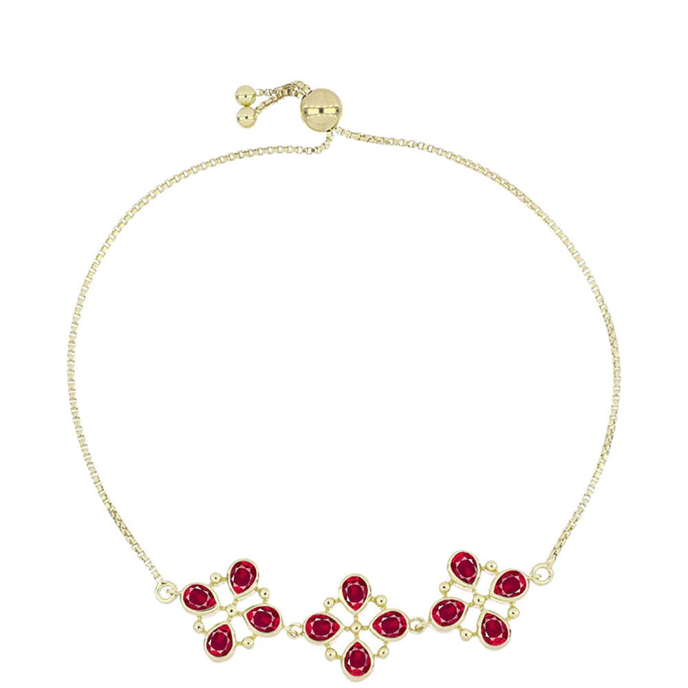 Pulseira de Prata com Banho de Ouro com Rubi de Madagáscar  Contraste: Cabeca de Veado (800)