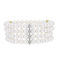 Pulseira de Prata com Banho de Ouro com Pérola Branca de Água Doce e Topázio Branco  Contraste: Cabeca de Veado (800)