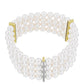 Pulseira de Prata com Banho de Ouro com Pérola Branca de Água Doce e Topázio Branco  Contraste: Cabeca de Veado (800)