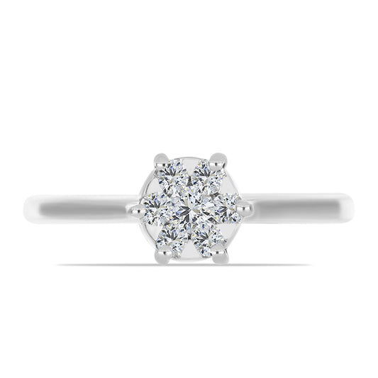Anel de Prata com Diamante Branco