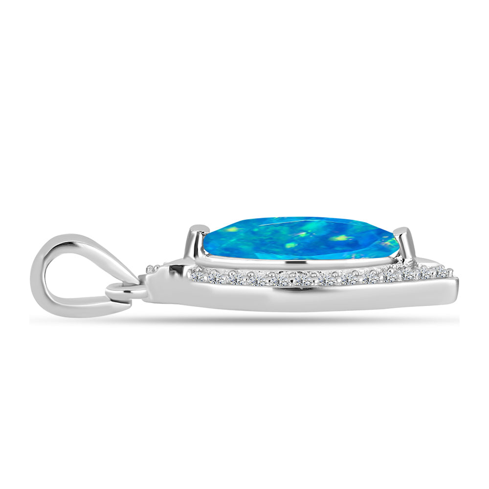 Pendente de Prata com Opala Azul Paraib da Etiópia e Topázio Branco 2 