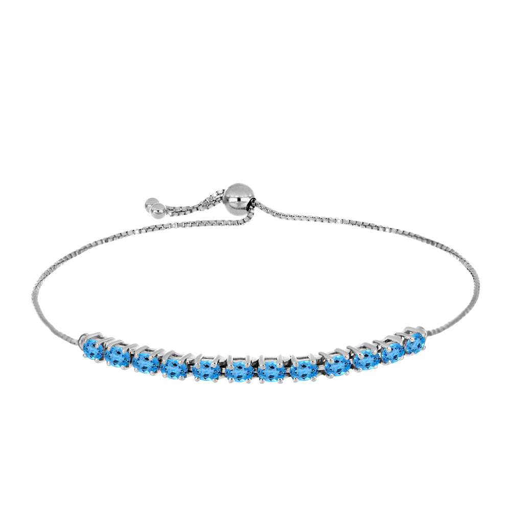 Pulseira de Prata com Topázio Azul da Suiça  Contraste: Cabeca de Veado (800) 1 