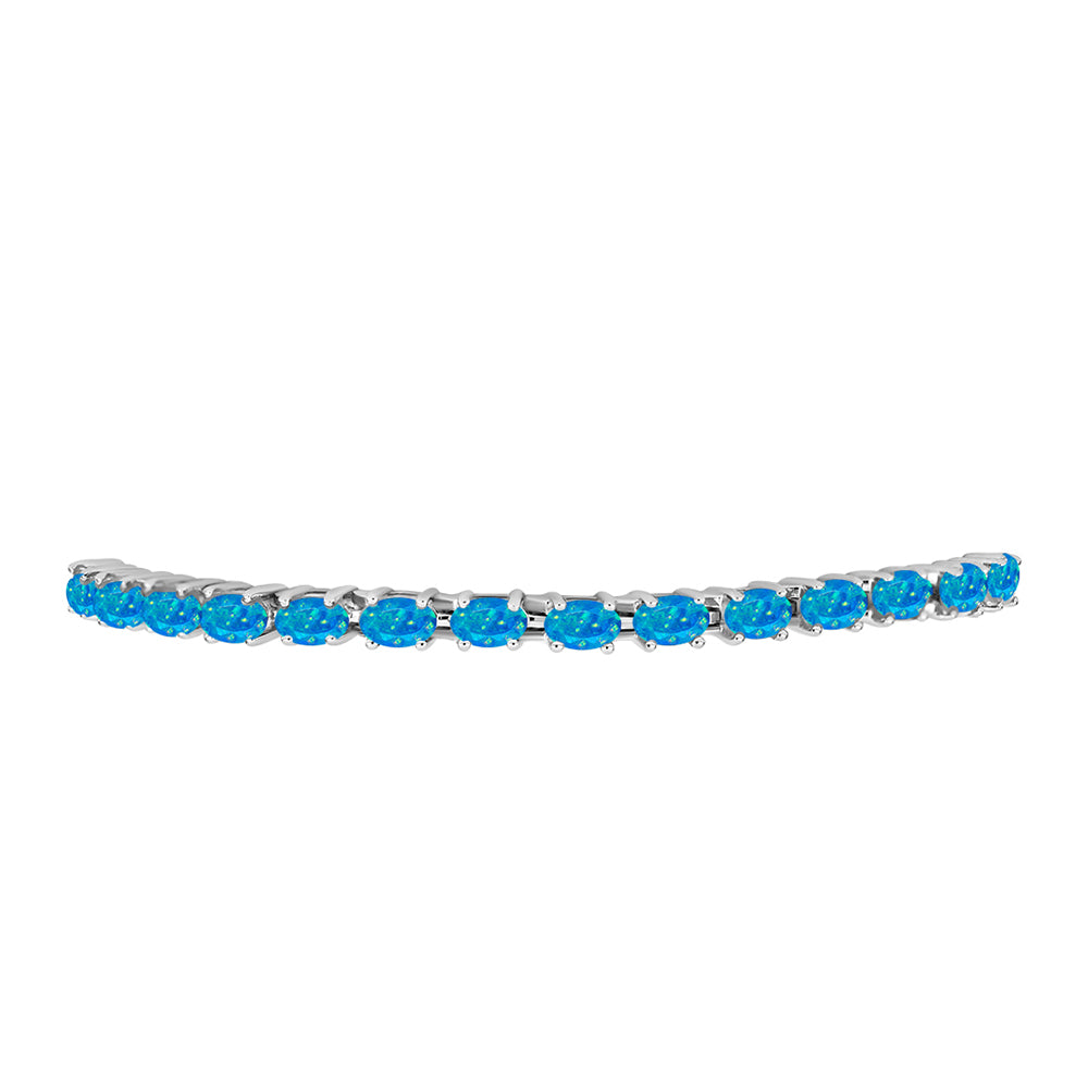Pulseira de Prata com Opala Azul Paraib da Etiópia  Contraste: Cabeca de Veado (800)