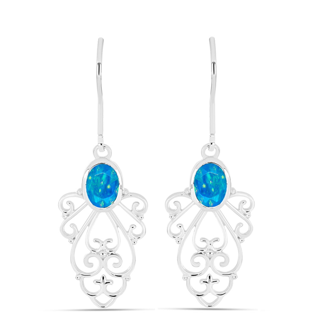Brincos de Prata com Opala Azul Paraib da Etiópia