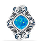 Anel de Prata com Opala Azul Paraib da Etiópia  Contraste: Cabeca de Veado (800)
