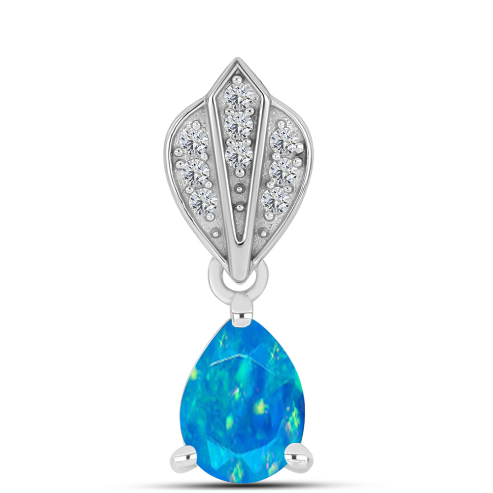 Pendente de Prata com Opala Azul Paraib da Etiópia e Topázio Branco