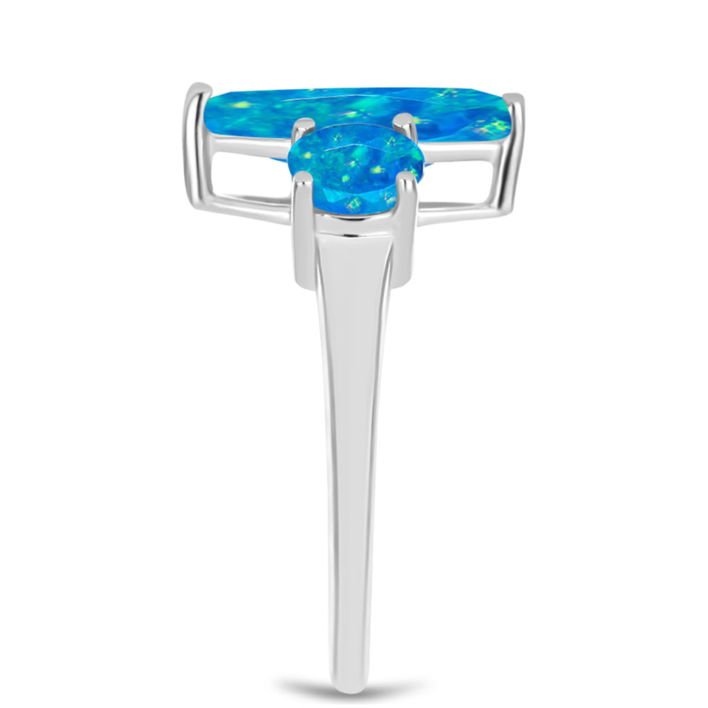 Anel de Prata com Opala Azul Paraib da Etiópia 4 