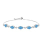 Pulseira de Prata com Topázio Azul da Suiça e Topázio Branco  Contraste: Cabeca de Veado (800)