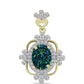 Pendente de Prata com Banho de Ouro com Drusy Verde e Topázio Branco