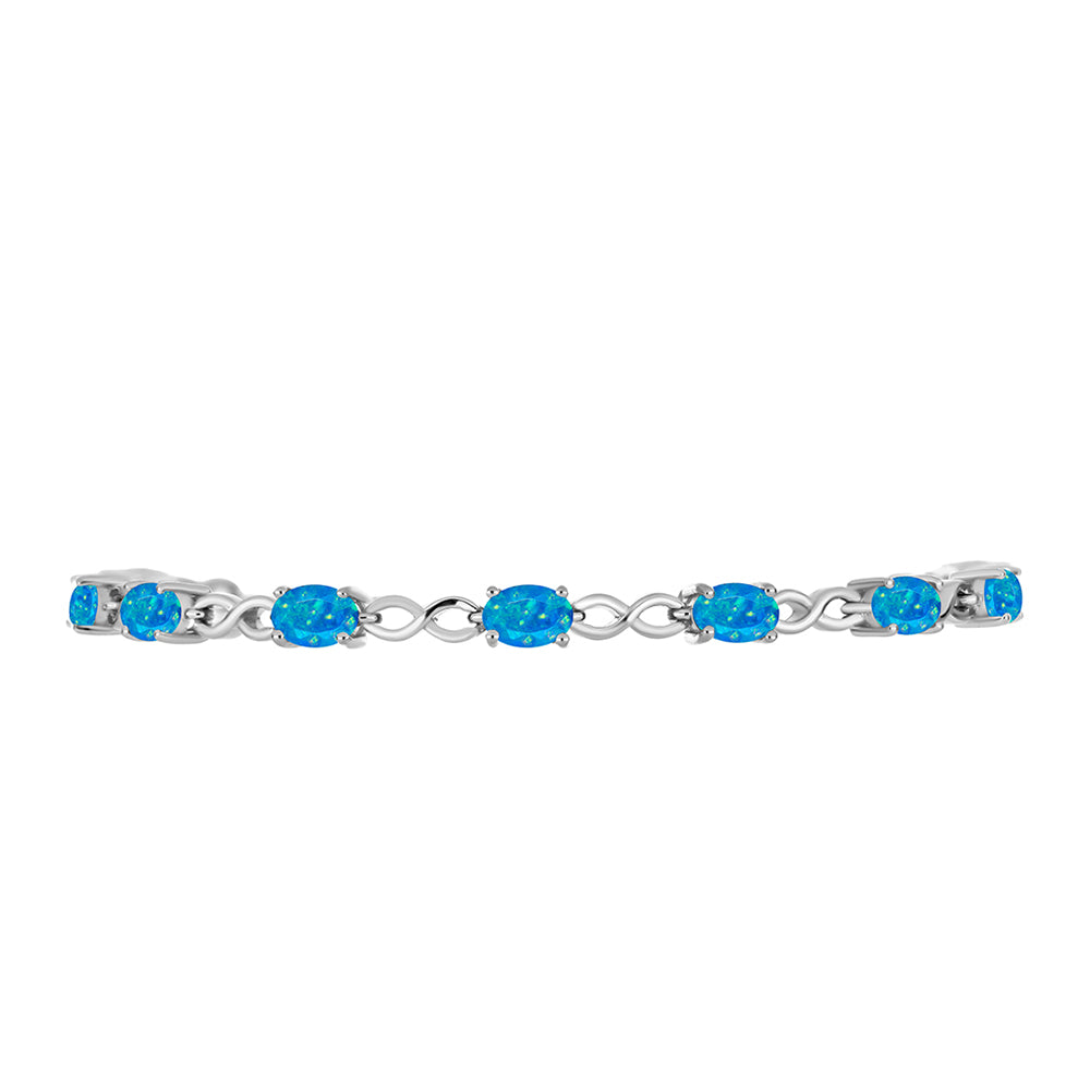 Pulseira de Prata com Opala Azul Paraib da Etiópia  Contraste: Cabeca de Veado (800)