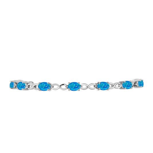 Pulseira de Prata com Opala Azul Paraib da Etiópia  Contraste: Cabeca de Veado (800)