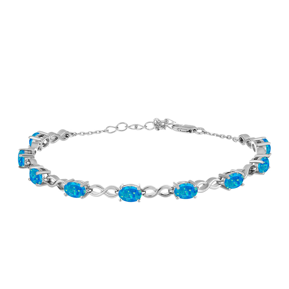 Pulseira de Prata com Opala Azul Paraib da Etiópia  Contraste: Cabeca de Veado (800)